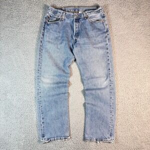 VTG Levis 501 Jeans Mens 34x30 Button Fly Blue Grunge Distressed Denim Y2K